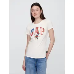 GAP - Polera Mujer Minnie USA Manga Corta Blanco