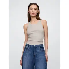 GAP - Polera Mujer High Neck Sin Manga Gris