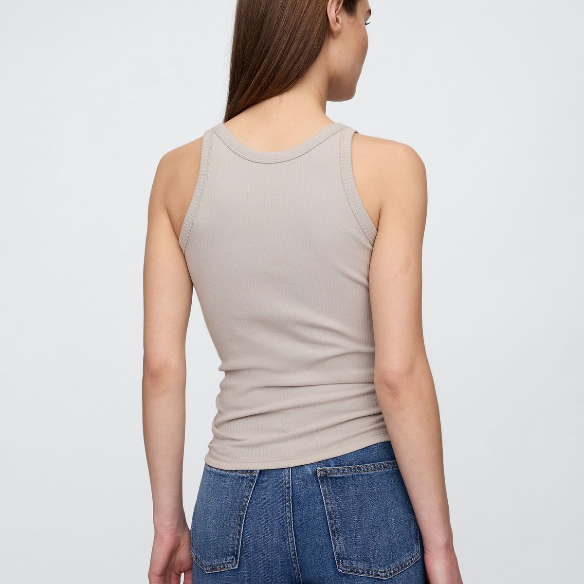 GAP - Polera Mujer High Neck Sin Manga Gris Gap