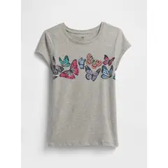 GAP - Polera Niña Gráfica Manga Corta Gris