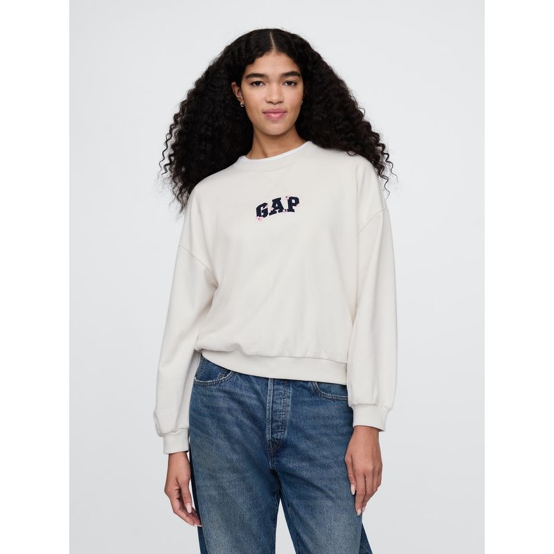 GAP - Polerón Mujer Cropped Sakura Sin Cierre Beige Gap