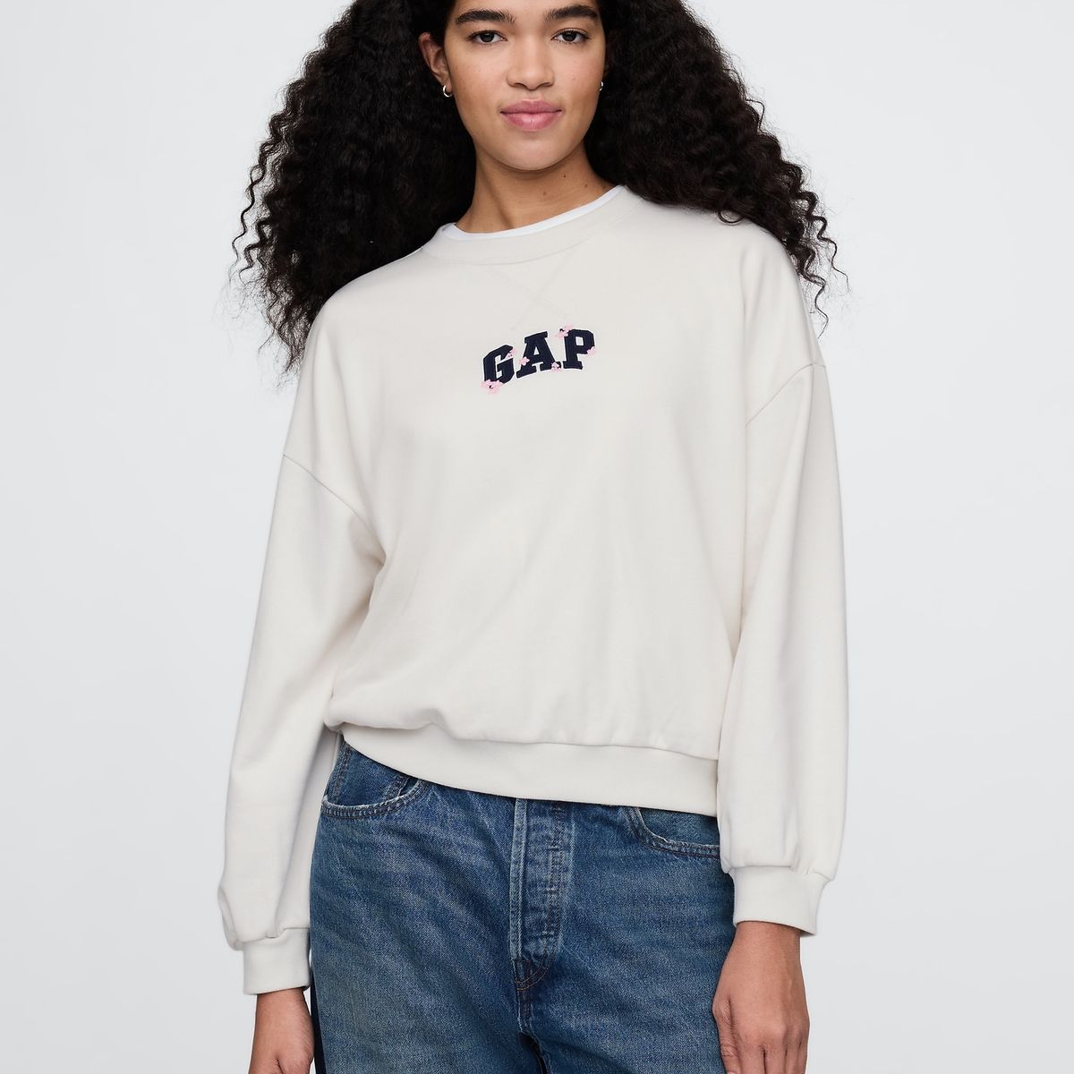 GAP - Polerón Mujer Cropped Sakura Sin Cierre Beige Gap
