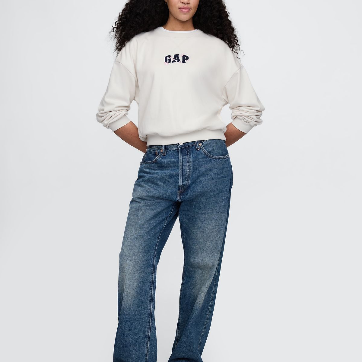 GAP - Polerón Mujer Cropped Sakura Sin Cierre Beige Gap