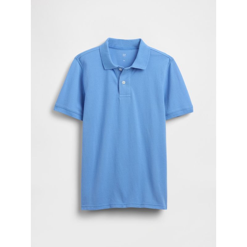 GAP - Polera Niño Piqué Logo Básica Manga Corta Azul Gap