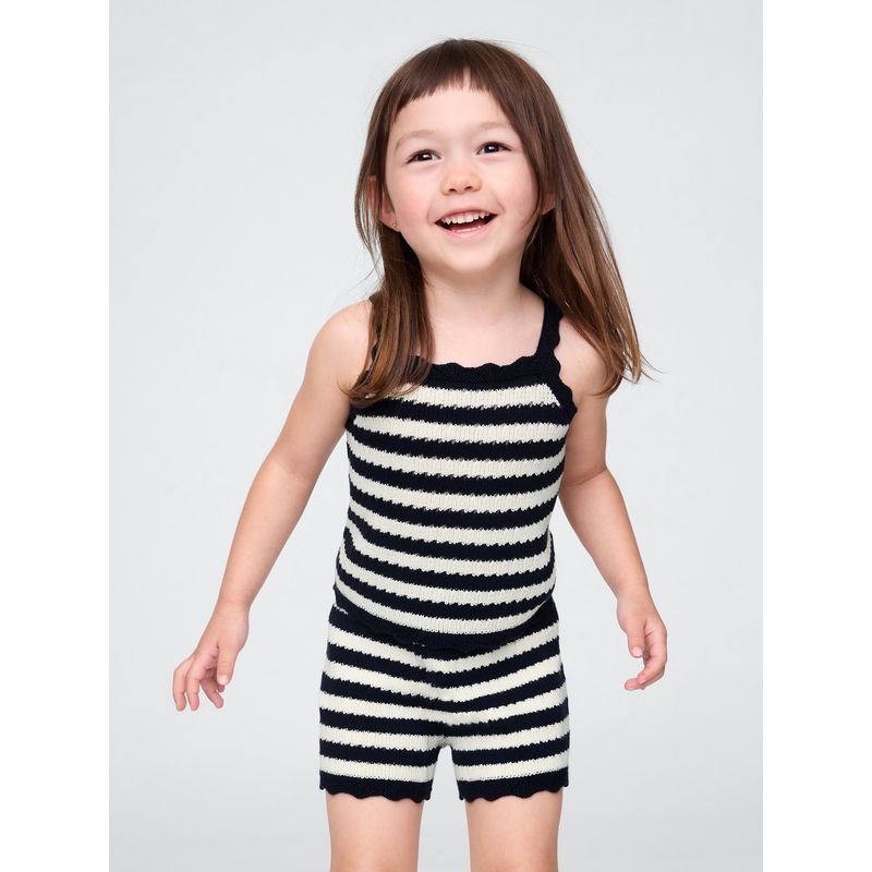 GAP - Polera Toddler Niña Crochet Scalloped Sin Manga Azul Gap