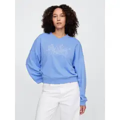GAP - Polerón Mujer Logo Wedge V-Neck Sin Cierre Azul
