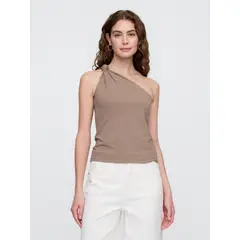 GAP - Polera Mujer One Shoulder Knotted Sin Manga Café