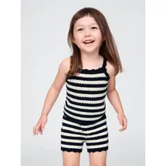 GAP - Polera Toddler Niña Crochet Scalloped Sin Manga Azul
