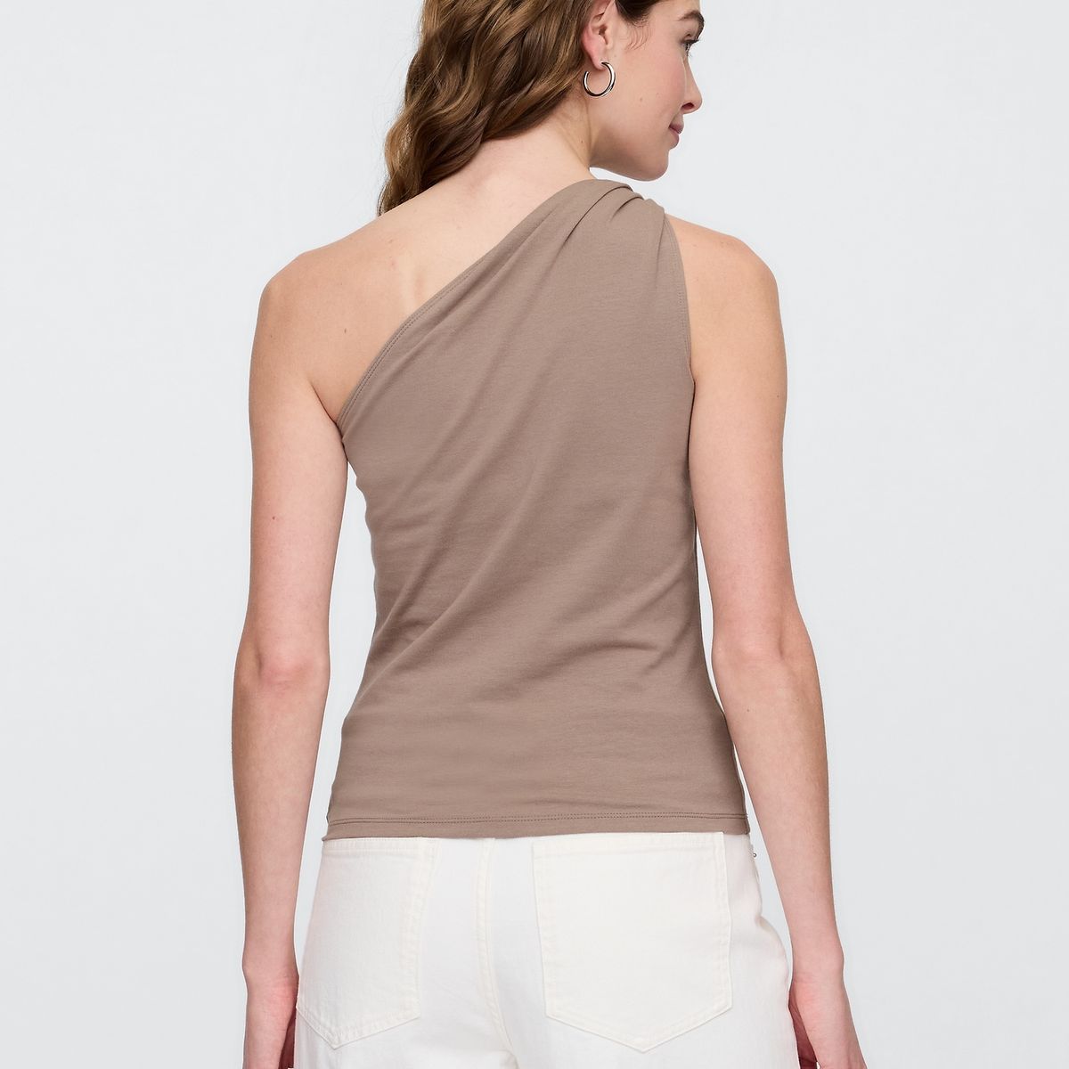 GAP - Polera Mujer One Shoulder Knotted Sin Manga Café Gap