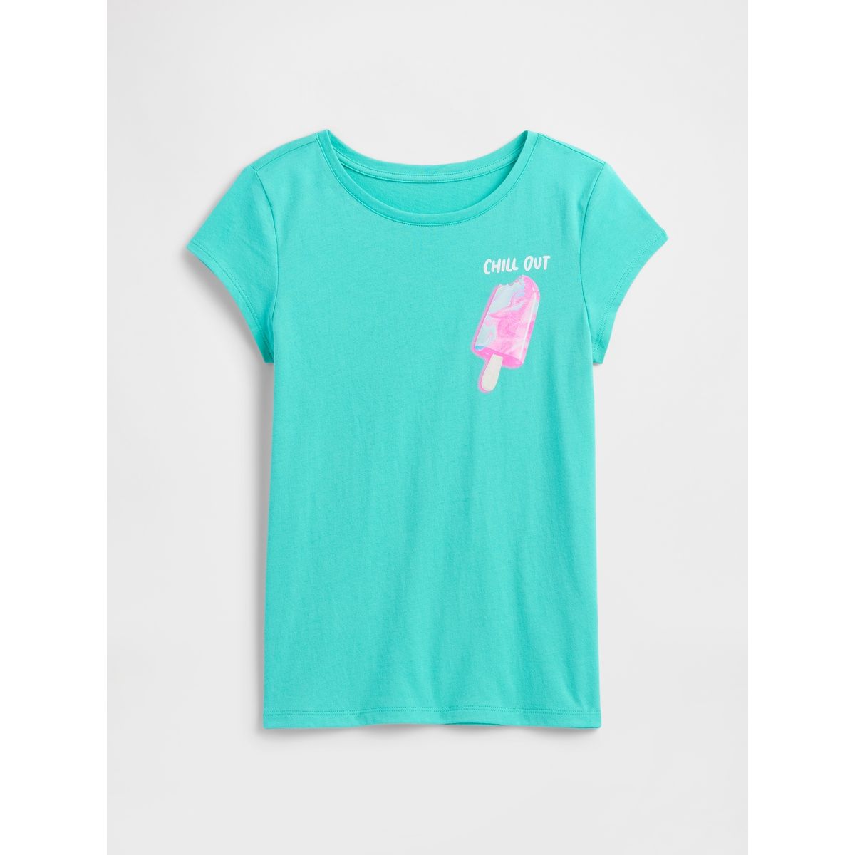 GAP - Polera Niña Gráfica Manga Corta Celeste Gap