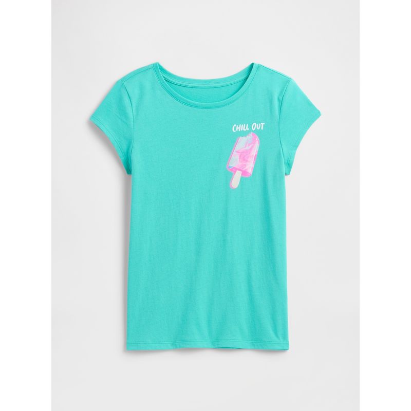 GAP - Polera Niña Gráfica Manga Corta Celeste Gap