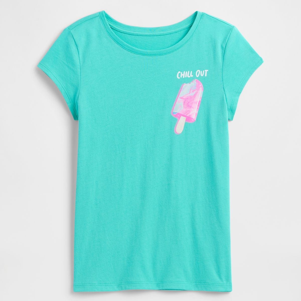 GAP - Polera Niña Gráfica Manga Corta Celeste Gap