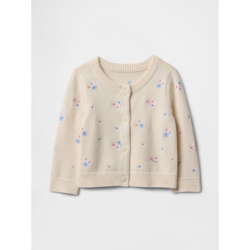 GAP - Sweater Bebe Niña Floral Embroidered Blanco Gap