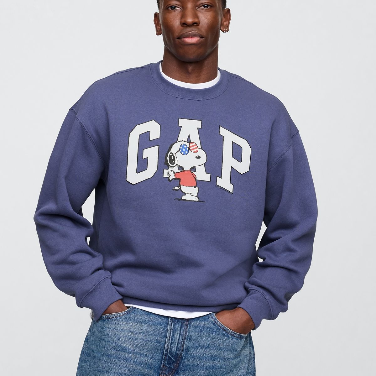GAP - Polerón Hombre Logo Snoopy Sin Cierre Azul Gap