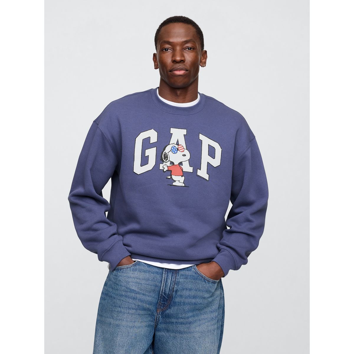 GAP - Polerón Hombre Logo Snoopy Sin Cierre Azul Gap