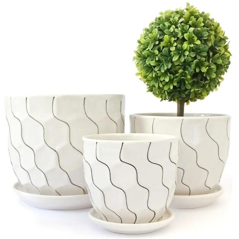 HOMEY - Pack De 3 Maceteros Con Plato,  Modelos Marca Homey