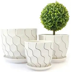 HOMEY - Pack De 3 Maceteros Con Plato, Modelos Marca