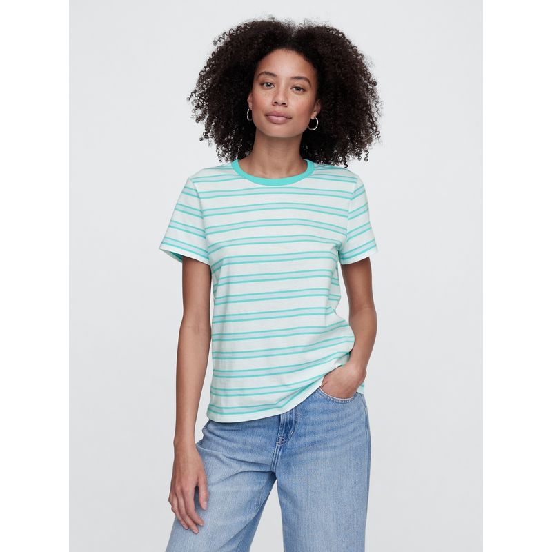 GAP - Polera Mujer Crew Stripe Manga Corta Multicolor Gap