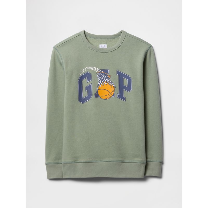 GAP - Polerón Niño Logo Crew Sin Cierre Verde Gap