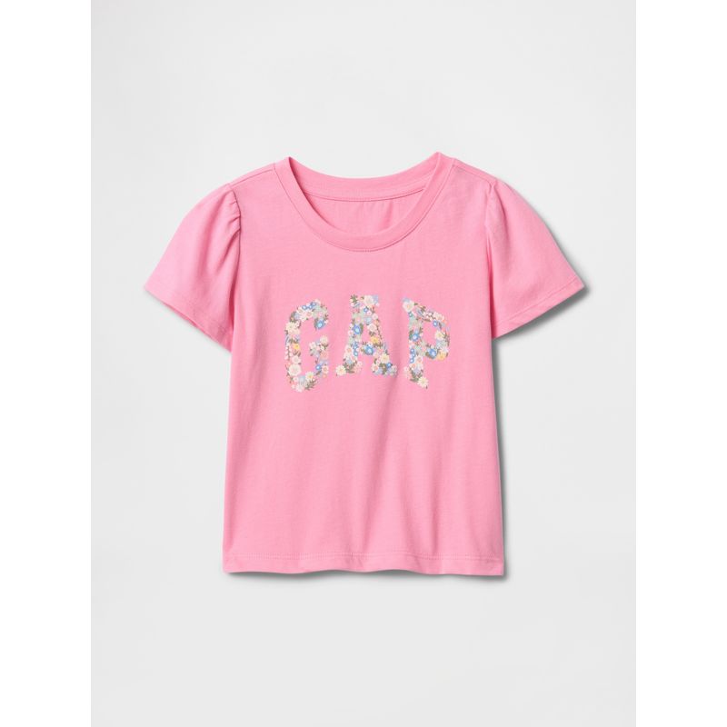 GAP - Polera Toddler Niña Logo Flowers Manga Corta Rosado Gap