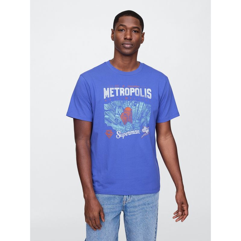 GAP - Polera Hombre Superman Manga Corta Azul Gap