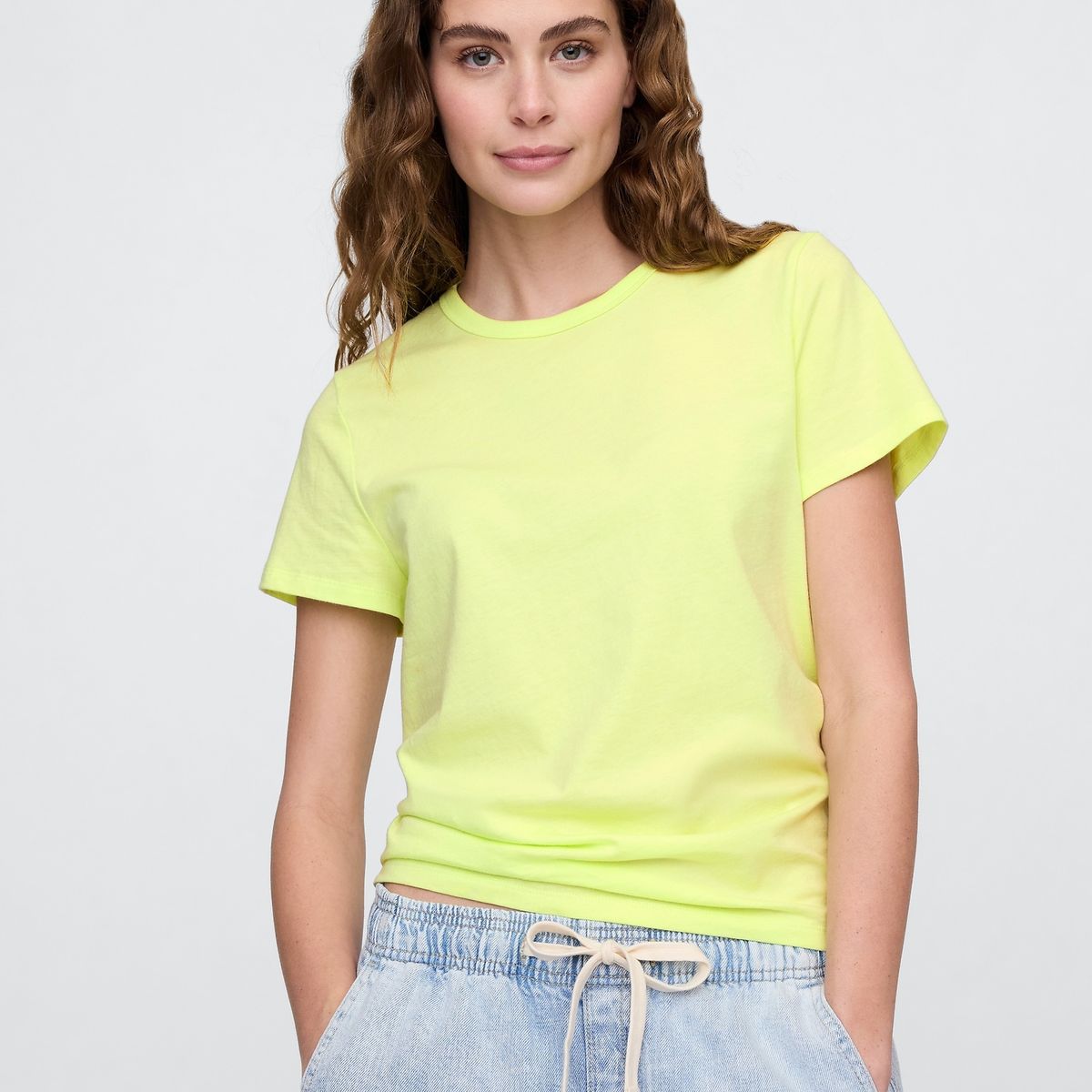 GAP - Polera Mujer Crew Solid Manga Corta Amarillo Gap