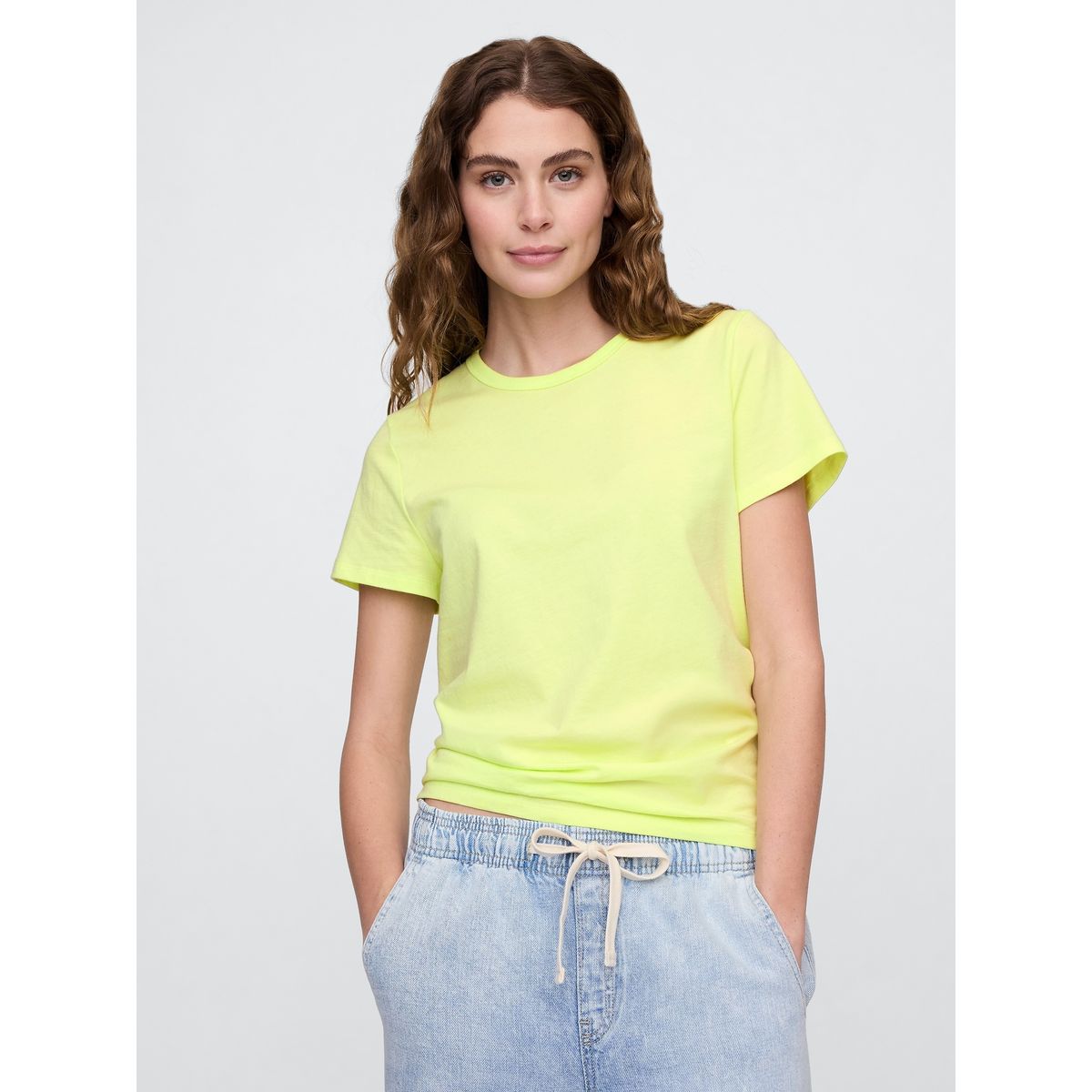 GAP - Polera Mujer Crew Solid Manga Corta Amarillo Gap