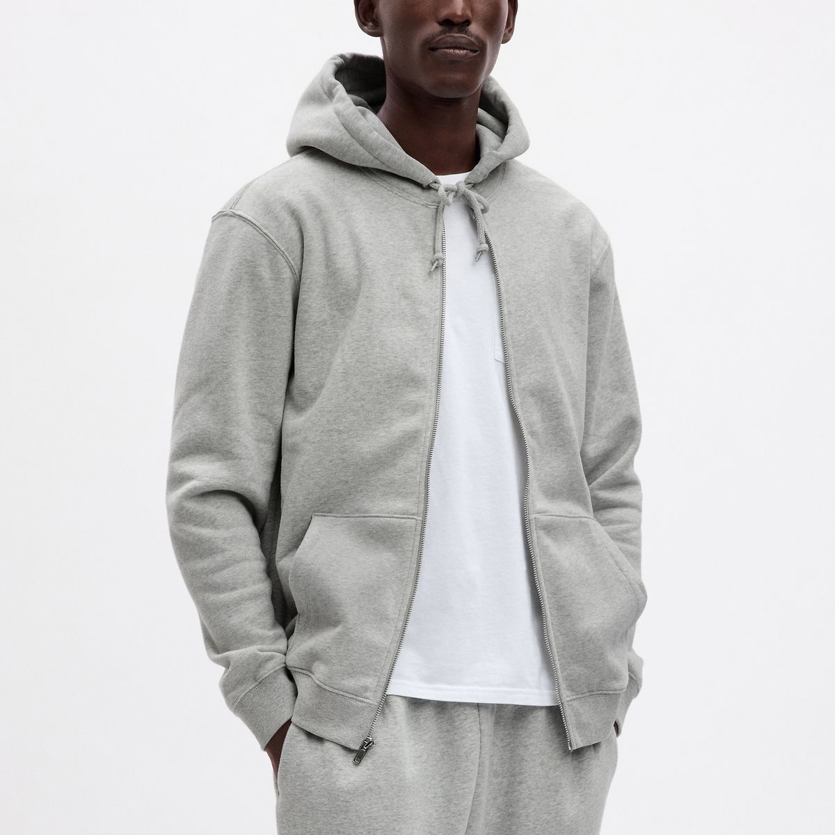 GAP - Polerón Hombre Fleece Con Cierre Gris Gap