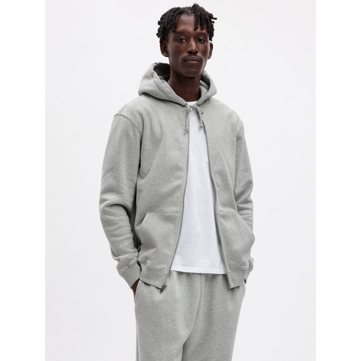 GAP - Polerón Hombre Fleece Con Cierre Gris Gap