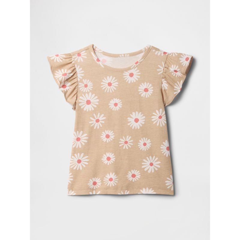 GAP - Polera Toddler Niña Print Vuelos Manga Corta Beige Gap