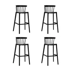 PLOS - Silla Piso Bar Taburete Terraza Cocina Pack x4 Unidades Turín Negro