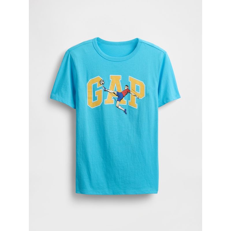 GAP - Polera Niño Gráfica Manga Corta Celeste Gap