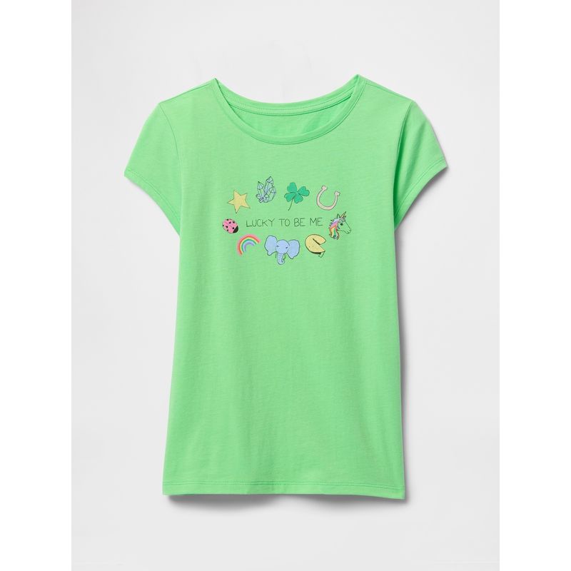 GAP - Polera Niña Lucky Me Manga Corta Verde Gap