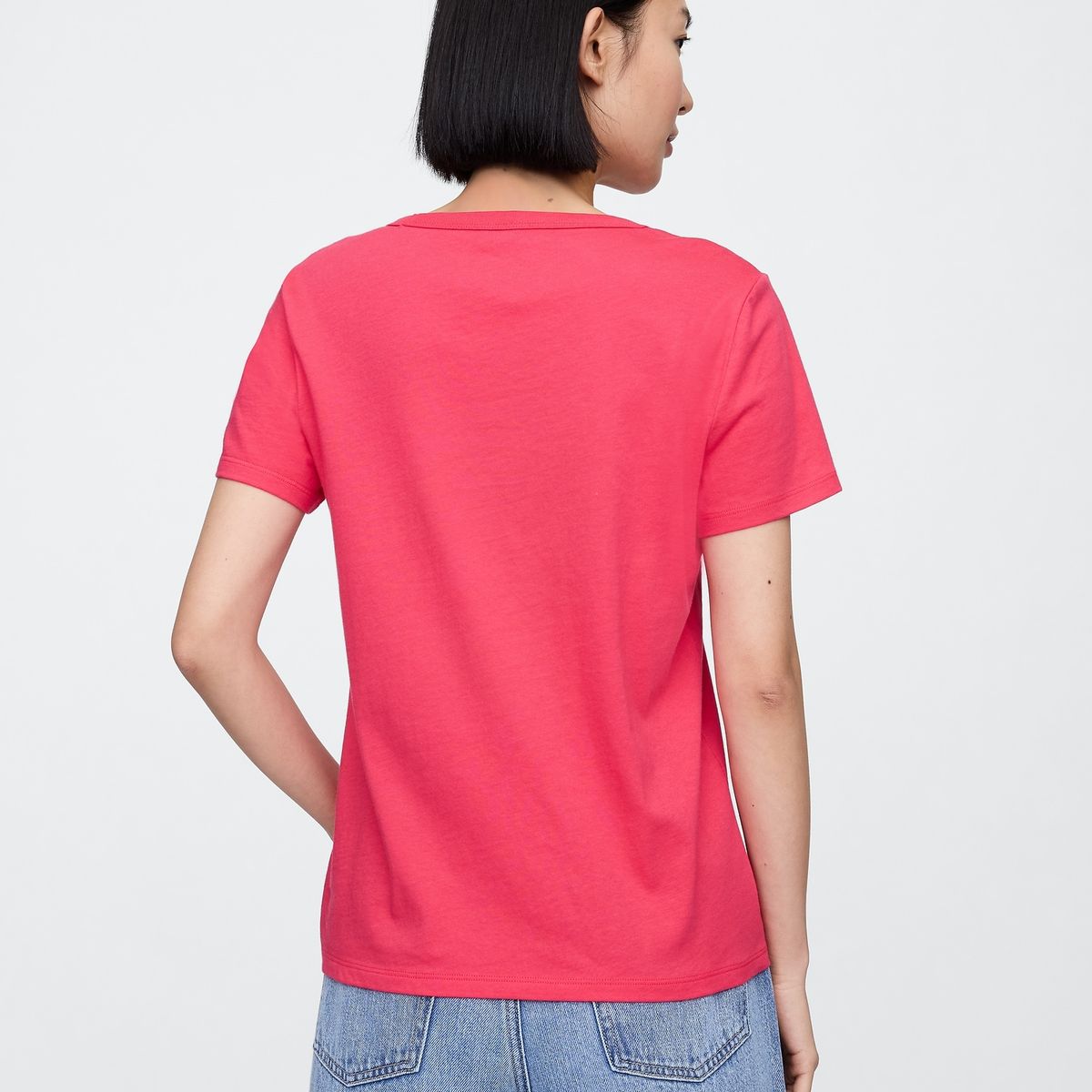 GAP - Polera Mujer Cuello V V25 Manga Corta Rosado Gap