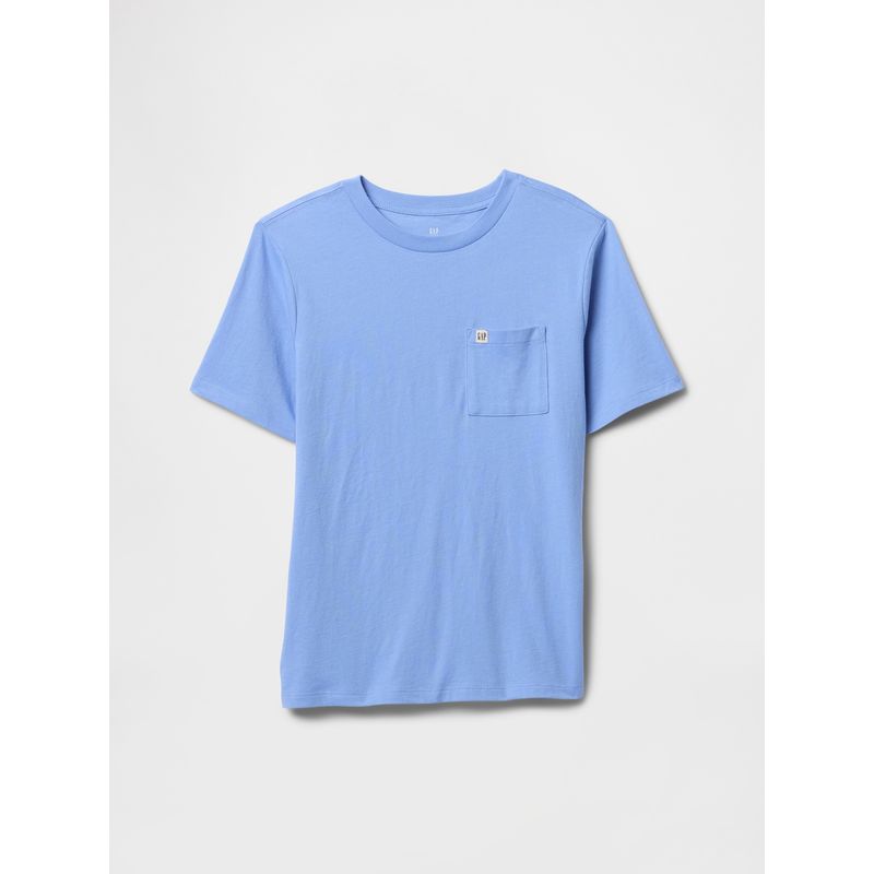GAP - Polera Niño Pocket Tag Manga Corta Azul Gap