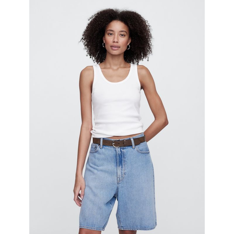 GAP - Polera Mujer Ribbed Scoop Sin Manga Blanco Gap