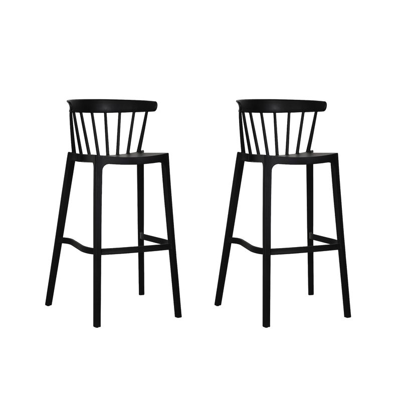 PLOS - Silla Piso Bar Taburete Terraza Cocina Pack x2 Unidades Plos Turín Negro