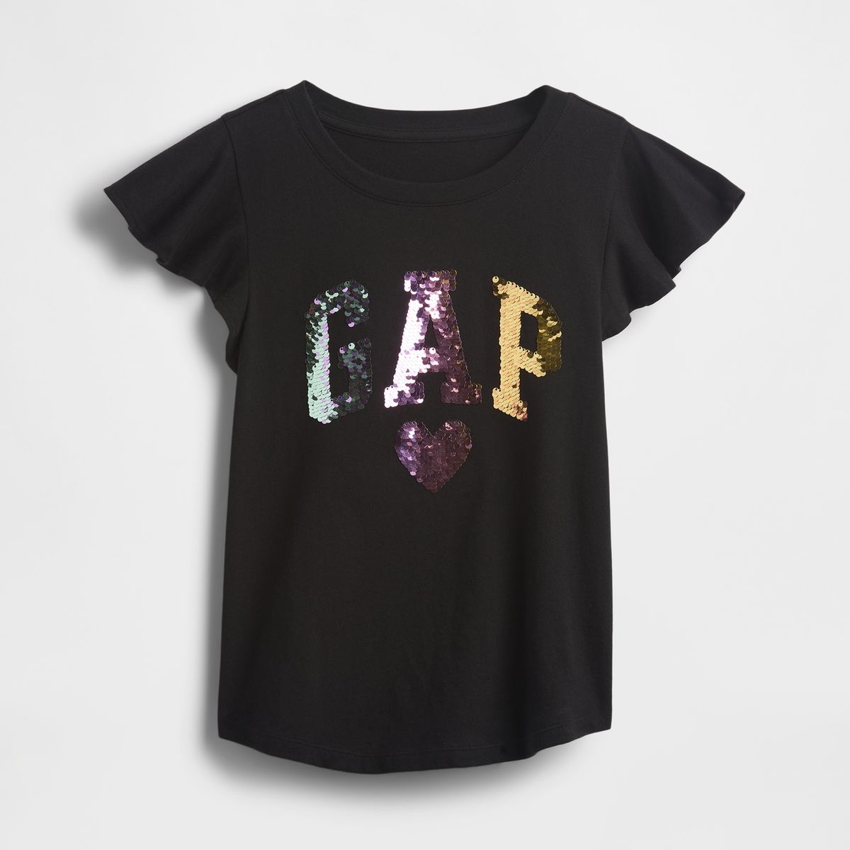 GAP - Polera Niña Flippy-Sequin Manga Corta Negro Gap