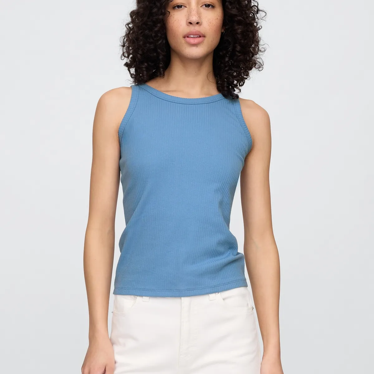 GAP - Polera Mujer High Neck V25 Sin Manga Azul Gap