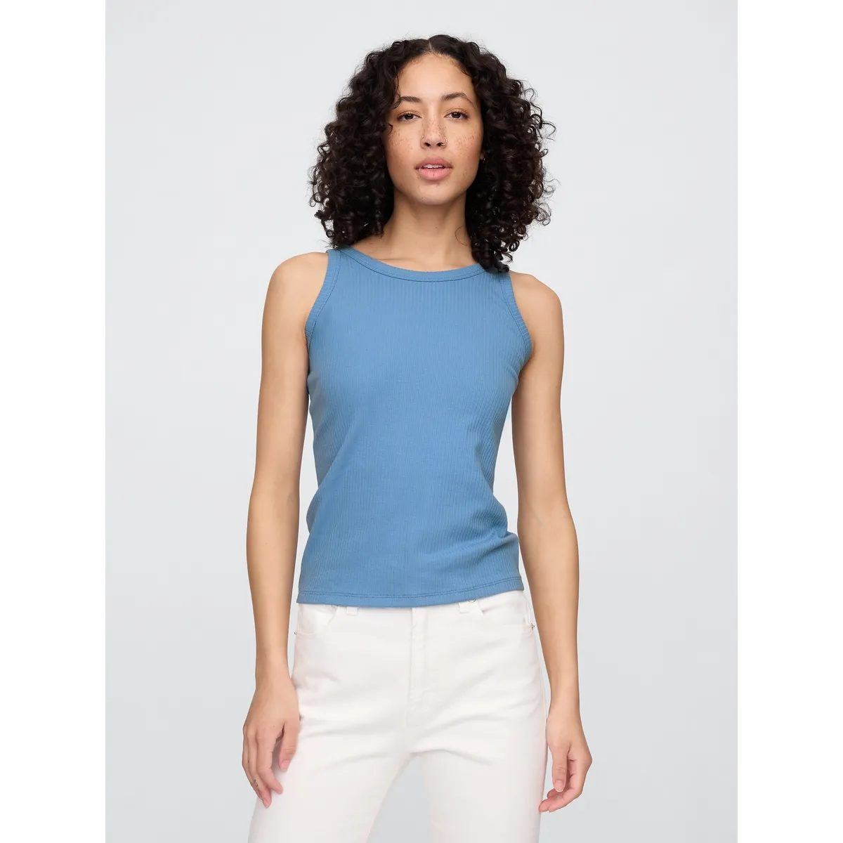 GAP - Polera Mujer High Neck V25 Sin Manga Azul Gap