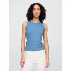 GAP - Polera Mujer High Neck V25 Sin Manga Azul