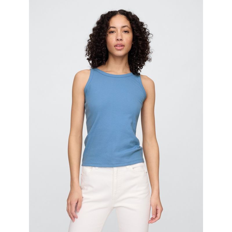 GAP - Polera Mujer High Neck V25 Sin Manga Azul Gap