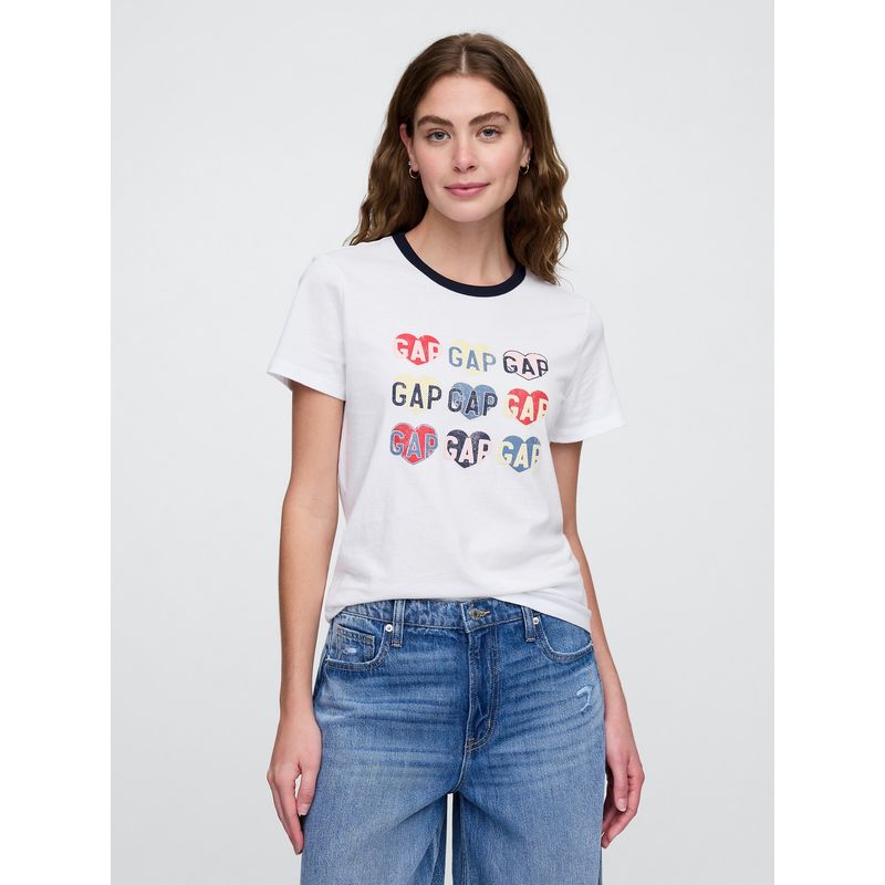 GAP - Polera Mujer Gráfica Manga Corta Blanco Gap