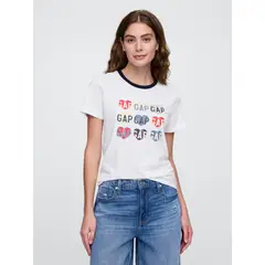 GAP - Polera Mujer Gráfica Manga Corta Blanco