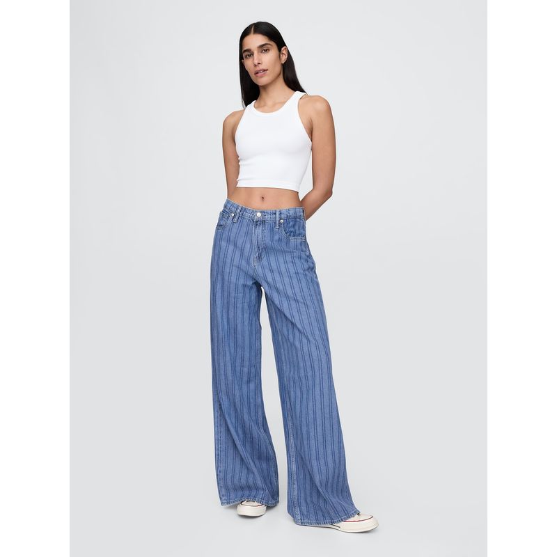GAP - Jeans Mujer Baggy Ultrasoft Stripe Azul Gap