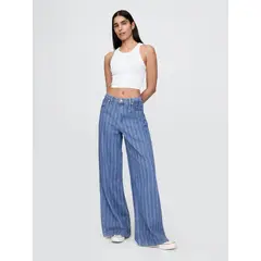 GAP - Jeans Mujer Baggy Ultrasoft Stripe Azul