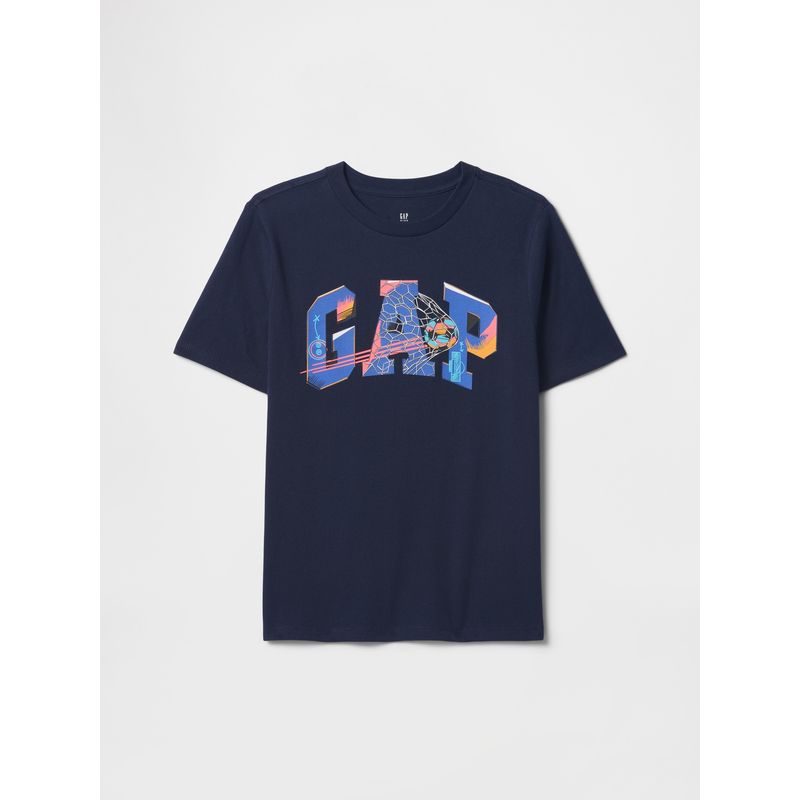GAP - Polera Niño Logo Football Manga Corta Azul Gap