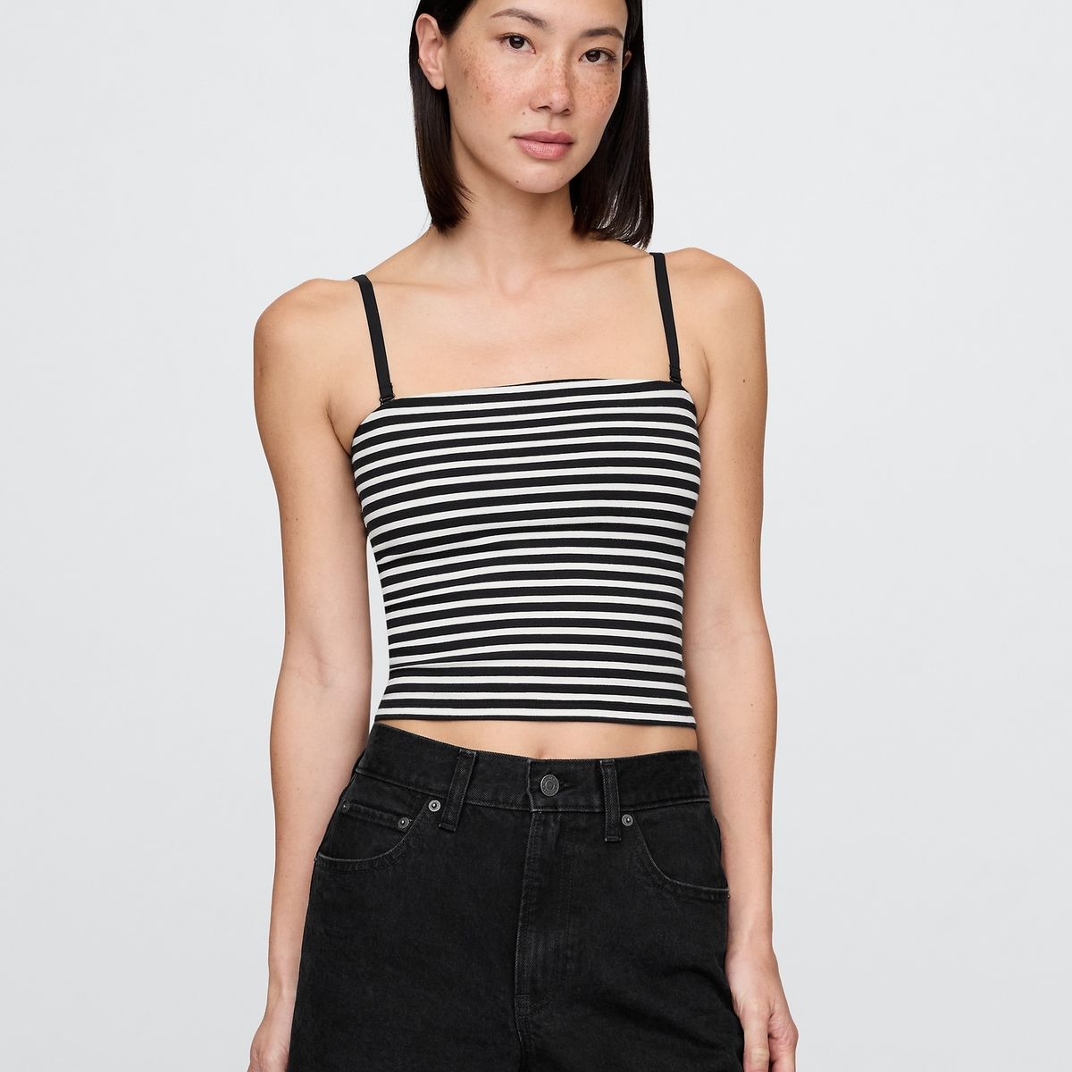 GAP - Polera Mujer Tube Top Cropped Striped Sin Manga Blanco Gap