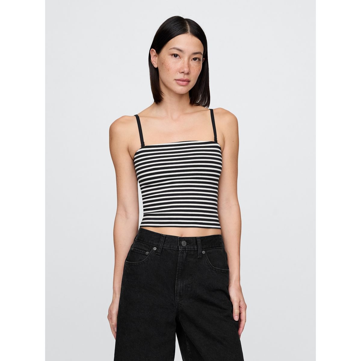 GAP - Polera Mujer Tube Top Cropped Striped Sin Manga Blanco Gap