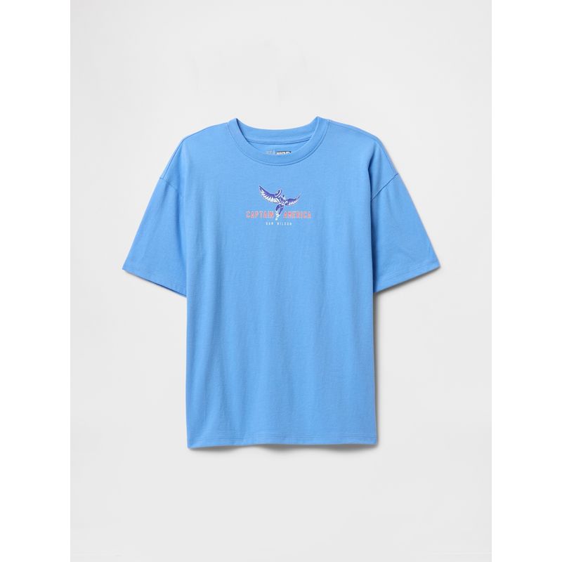 GAP - Polera Niño Marvel Manga Corta Celeste Gap